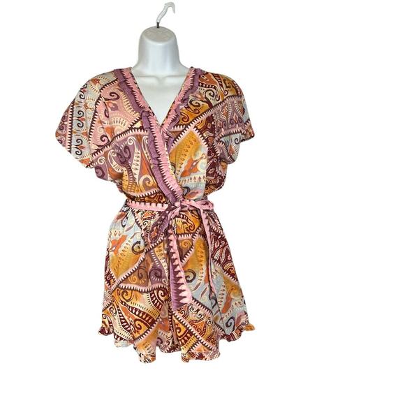 Industry Republic Clothing Geometric 100% Cotton Romper In Aztec Multi Large - Picture 1 of 10